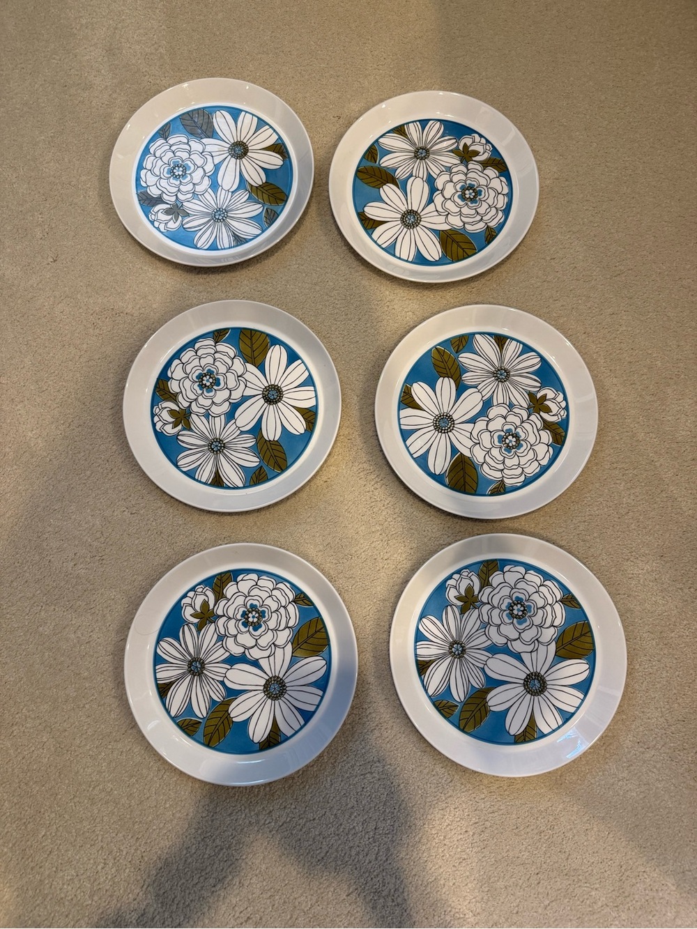 Vintage Mikasa Duplex Ironstone Dinner Plates in Damsel Pattern Set Of 6
